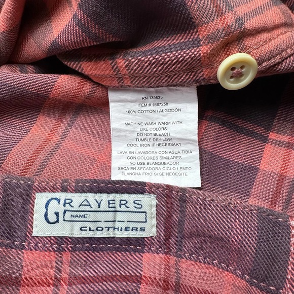 Grayers | Men | Classic Plaids Coral Red SS Button Up Shirt | Size XXL - Picture 8 of 12